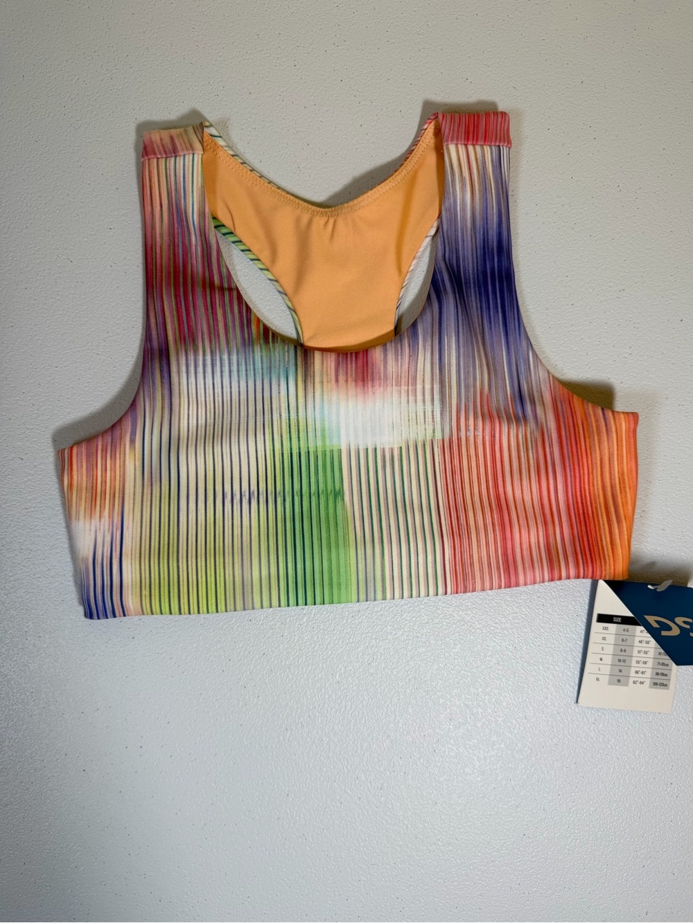 DSG Girls 2 Piece Activewear Set Rainbow Crop Tank & Orange Tiered Skort S/M NWT - Picture 2 of 12